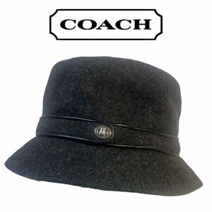 Coach Gray‎ Turnlock Wool Blend Wool Blend Bucket Hat - Size M/L